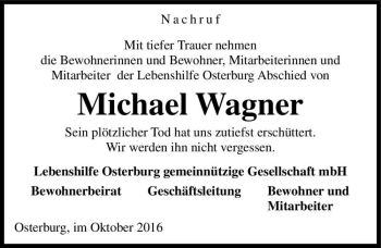 Traueranzeige von Michael Wagner  von Magdeburger Volksstimme