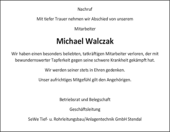 Traueranzeige von Michael Walczak  von Magdeburger Volksstimme