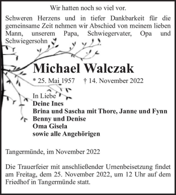 Traueranzeige von Michael Walczak  von Magdeburger Volksstimme