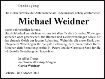 Traueranzeige von Michael Weidner  von Magdeburger Volksstimme