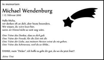 Traueranzeige von Michael Wendenburg  von Magdeburger Volksstimme