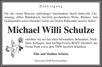 Traueranzeige von Michael Willi Schulze  von Magdeburger Volksstimme