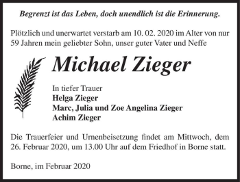Traueranzeige von Michael Zieger  von Magdeburger Volksstimme