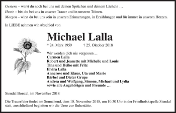 Traueranzeige von Michaela Lalla  von Magdeburger Volksstimme