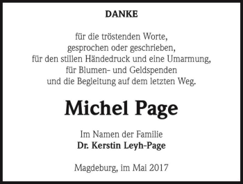 Traueranzeige von Michel Page  von Magdeburger Volksstimme