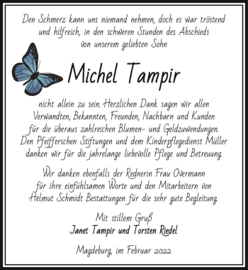 Traueranzeige von Michel Tampir  von Magdeburger Volksstimme