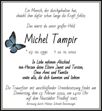 Traueranzeige von Michel Tampir  von Magdeburger Volksstimme
