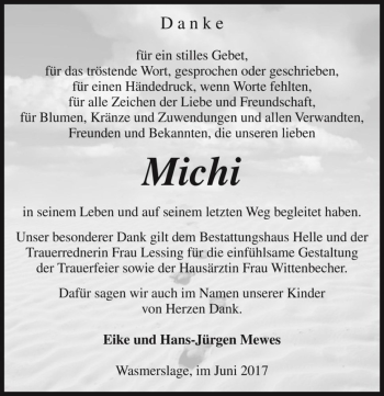 Traueranzeige von Michi  von Magdeburger Volksstimme
