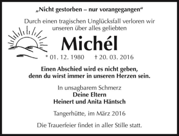 Traueranzeige von Michél  von Magdeburger Volksstimme