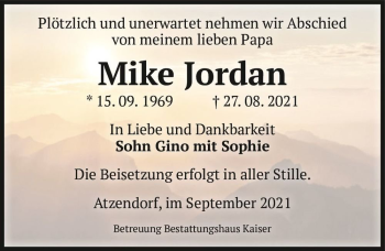 Traueranzeige von Mike Jordan  von Magdeburger Volksstimme