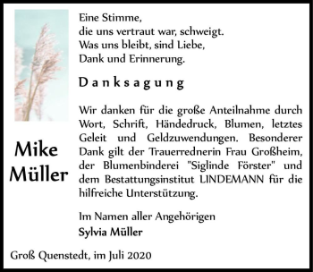 Traueranzeige von Mike Müller  von Magdeburger Volksstimme
