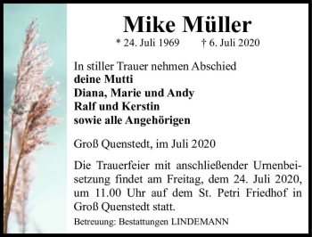 Traueranzeige von Mike Müller  von Magdeburger Volksstimme
