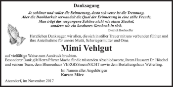 Traueranzeige von Mimi Vehlgut  von Magdeburger Volksstimme