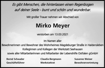Traueranzeige von Mirko Meyer  von Magdeburger Volksstimme