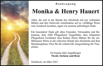 Traueranzeige von Monika & Henry Hauert  von Magdeburger Volksstimme