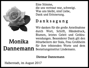 Traueranzeige von Monika Dannemann  von Magdeburger Volksstimme