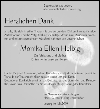 Traueranzeige von Monika Ellen Helbig  von Magdeburger Volksstimme