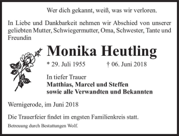 Traueranzeige von Monika Heutling  von Magdeburger Volksstimme