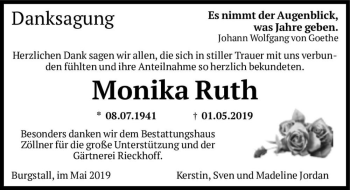 Traueranzeige von Monika Ruth  von Magdeburger Volksstimme