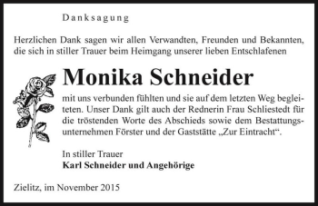 Traueranzeige von Monika Schneider  von Magdeburger Volksstimme