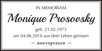 Traueranzeige von Monique Prosovsky  von Magdeburger Volksstimme