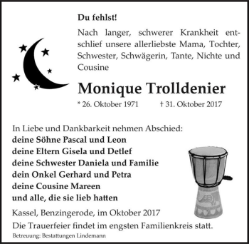 Traueranzeige von Monique Trolldenier  von Magdeburger Volksstimme