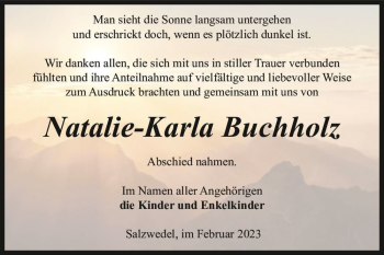 Traueranzeige von Natalie-Karla Buchholz  von Magdeburger Volksstimme