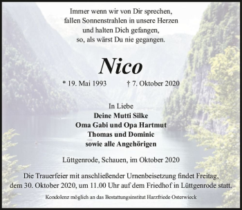 Traueranzeige von Nico  von Magdeburger Volksstimme