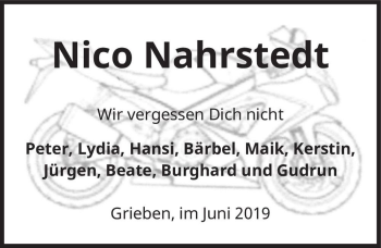 Traueranzeige von Nico Nahrstedt  von Magdeburger Volksstimme