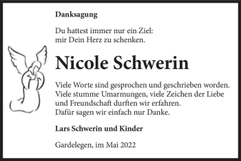 Traueranzeige von Nicole Schwerin  von Magdeburger Volksstimme
