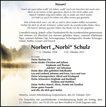 Traueranzeige von Norbert 