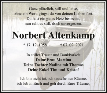Traueranzeige von Norbert Altenkamp  von Magdeburger Volksstimme