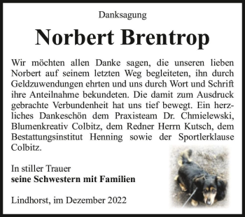 Traueranzeige von Norbert Brentrop  von Magdeburger Volksstimme