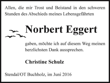 Traueranzeige von Norbert Eggert  von Magdeburger Volksstimme