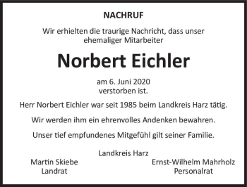 Traueranzeige von Norbert Eichler  von Magdeburger Volksstimme