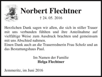 Traueranzeige von Norbert Flechtner  von Magdeburger Volksstimme