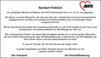 Traueranzeige von Norbert Fröhlich  von Magdeburger Volksstimme