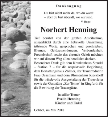 Traueranzeige von Norbert Henning  von Magdeburger Volksstimme