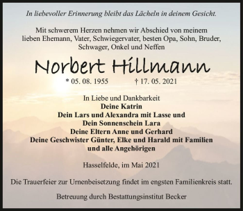 Traueranzeige von Norbert Hillmann  von Magdeburger Volksstimme