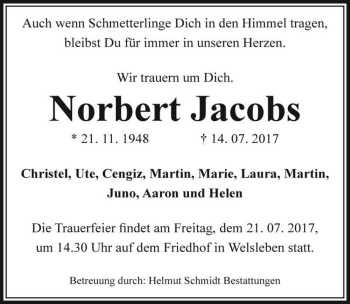 Traueranzeige von Norbert Jacobs  von Magdeburger Volksstimme