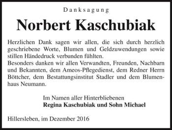 Traueranzeige von Norbert Kaschubiak  von Magdeburger Volksstimme