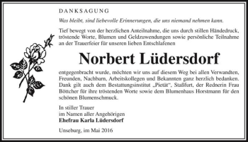 Traueranzeige von Norbert Lüdersdorf  von Magdeburger Volksstimme