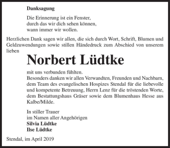 Traueranzeige von Norbert Lüdtke  von Magdeburger Volksstimme