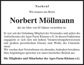 Traueranzeige von Norbert Möllmann  von Magdeburger Volksstimme