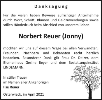 Traueranzeige von Norbert Reuer 