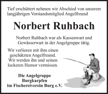 Traueranzeige von Norbert Ruhbach  von Magdeburger Volksstimme