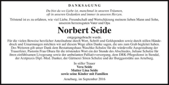 Traueranzeige von Norbert Seide  von Magdeburger Volksstimme