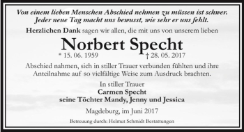 Traueranzeige von Norbert Specht  von Magdeburger Volksstimme