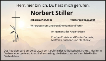 Traueranzeige von Norbert Stiller  von Magdeburger Volksstimme