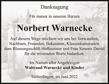 Traueranzeige von Norbert Warnecke  von Magdeburger Volksstimme
